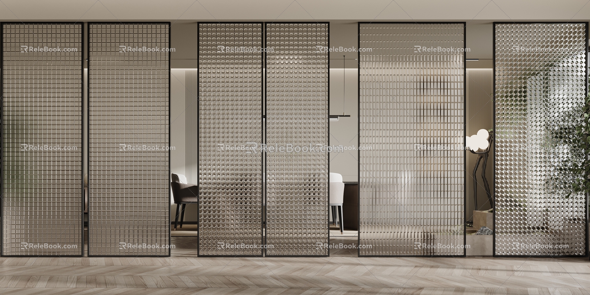 Modern partition glass partition 3d model