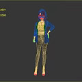 Stylish Red Haired Game Movie Character In Black Blazer Lace Top Glasses And High Heels