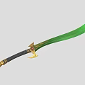 Fantasy Green Sword With Intricate Golden Decorations And Black Wrapped Handle