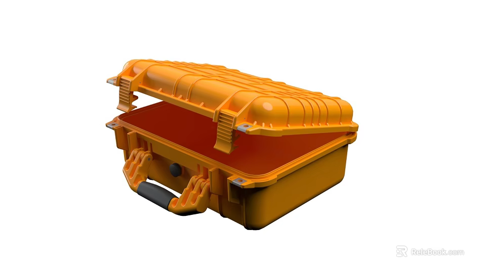 Orange Hard Shell Case With Open Lid Red Interior Black Handle Durable Protective Storage Design 3d model