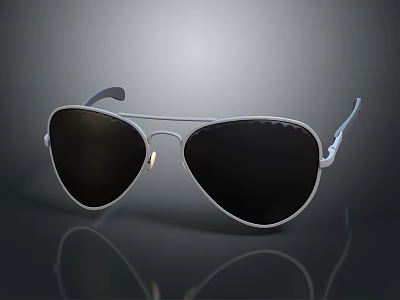 Stylish Aviator Sunglasses With Silver Frame And Black Lenses Fashion Accessory 3d model