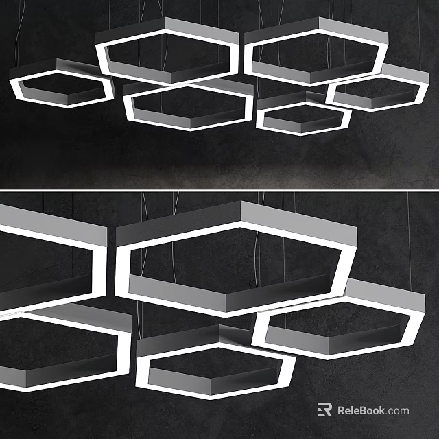 Modern Hexagonal Ceiling Lights with Sleek White Frame for Contemporary Interior Design 3d model 