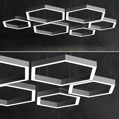 Modern Hexagonal Ceiling Lights with Sleek White Frame for Contemporary Interior Design 3d model