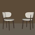 Modern Dining Chairs With Light Fabric Upholstery Curved Backrest And Dark Wooden Legs