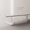 Modern Dining Table With Marble Tabletop And White Transparent Circular Legs 3d model