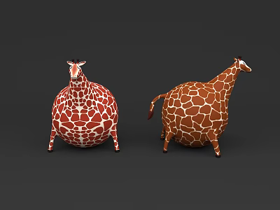 Inflatable Giraffe Decorations With Plump Round Body And Brown White Spots 3d model