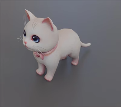 Modern Cat Cartoon Pink Cat Pet 3d model