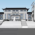 Chinese Style Modern Office Building with Traditional Roof Multi Storey Design and Front Steps