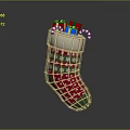 Festive Red Green Christmas Stocking with Snowflake Patterns Stuffed with Gifts and Candy Canes