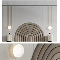Modern Sofa Accent Wall With Arc Design Wall Lamps And Strips 3d model