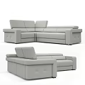 Gray Modern L Shaped Sectional Sofa With Cushioned Seats And Armrests 3d model