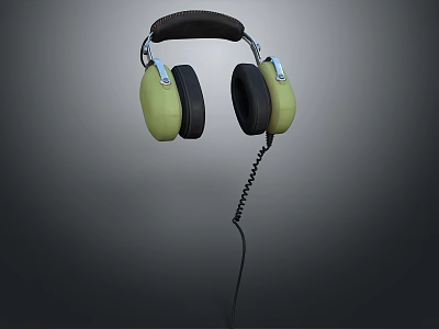 Retro Green Wired Headphones With Classic Design And Soft Ear Cups 3d model