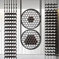Elegant Modern Wine Cabinet Interior Design With Hexagonal Circular Metal Wine Racks