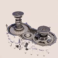 Mechanical Gearbox Assembly With Multiple Gears And Metal Components 3d model