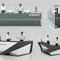 Modern Reception Desk Design With Information Counter And Geometric Structure 3d model