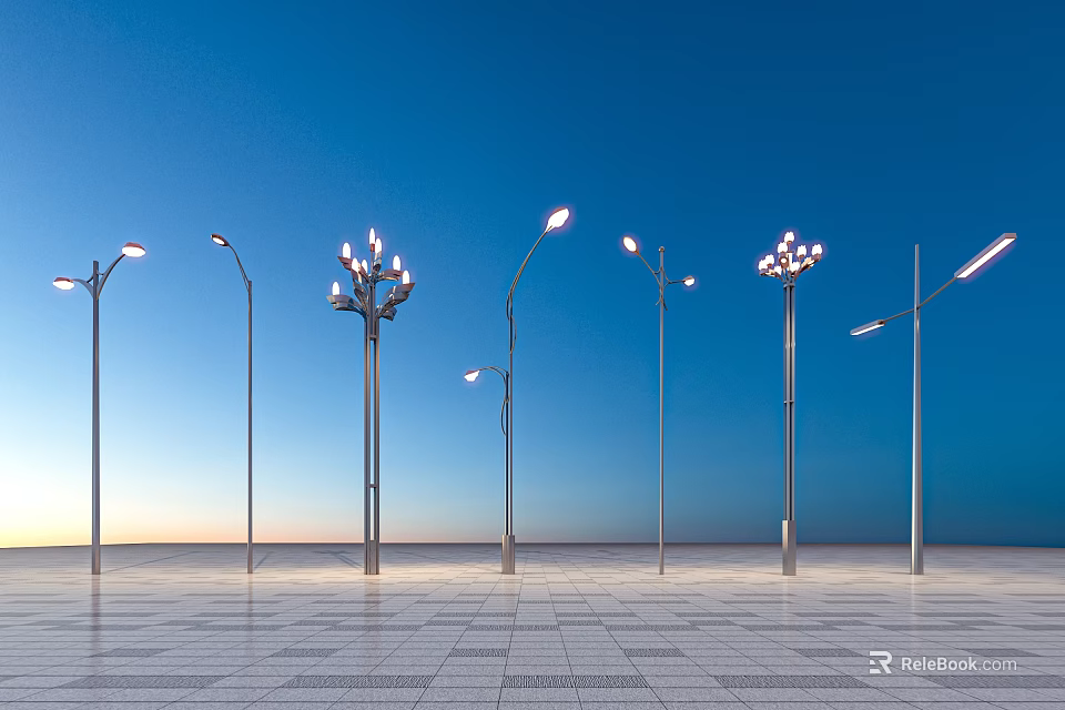Modern Outdoor Lights With Various Designs For Street And Patio Illumination 3d model 
