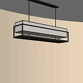 Modern Rectangular Pendant Light With Black Frame And Warm Glow For Interior 3d model