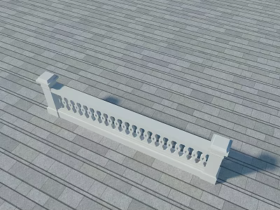 White Carved Railings Placed On Gray Stone Slab Floor Surface 3d model