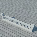 White Carved Railings Placed On Gray Stone Slab Floor Surface