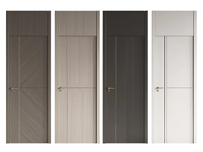 Modern Hinged Doors In Various Colors With Wood Grain And Vertical Stripes Design 3d model