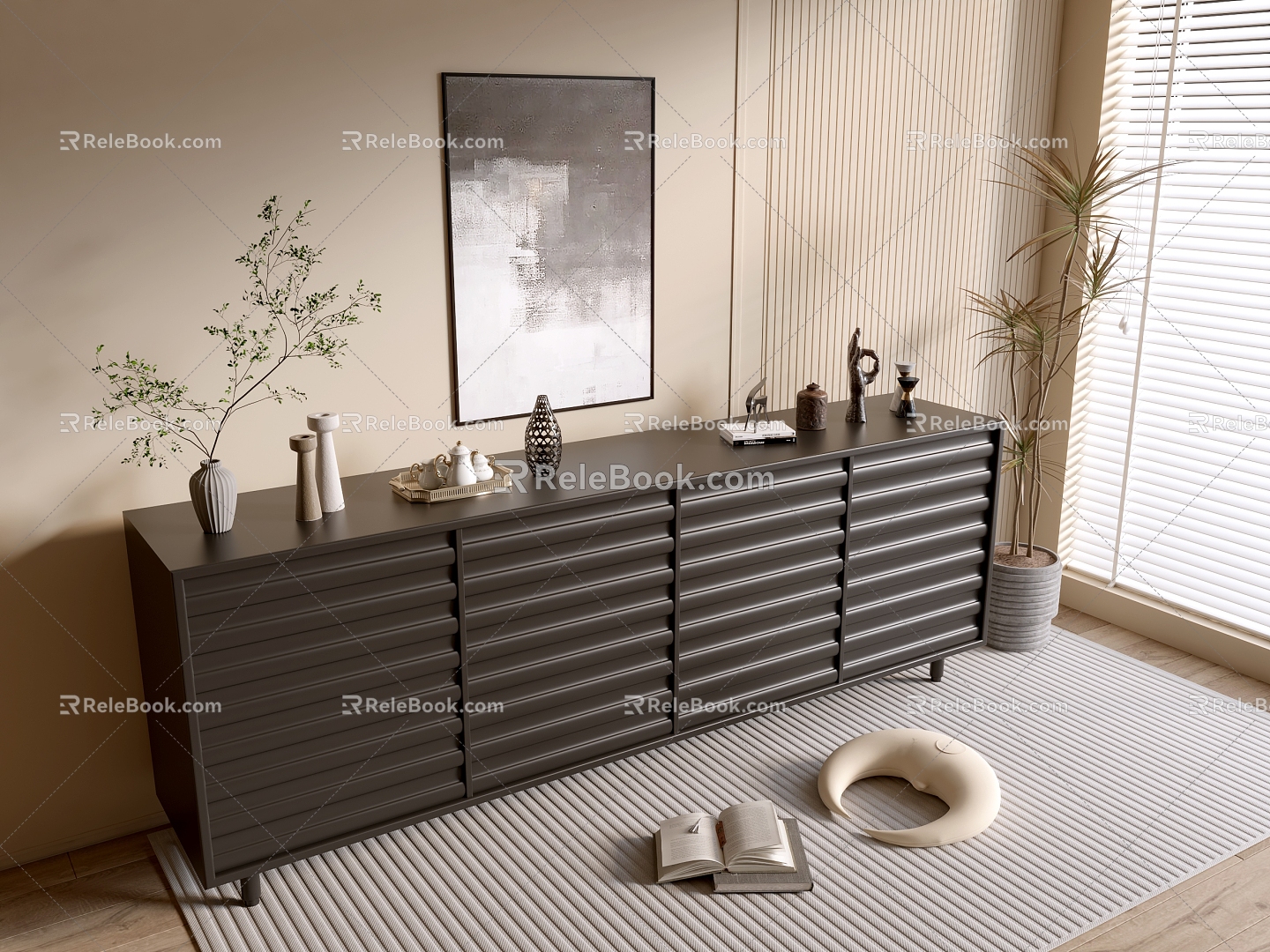 Modern Black Cabinet Whole Cabinet Sideboard Cabinet Balcony Cabinet Storage Cabinet Entrance Cabinet 3d model