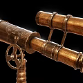 Vintage Brass Commercial Telescope Equipment With Tripod Stand And Dual Barrels