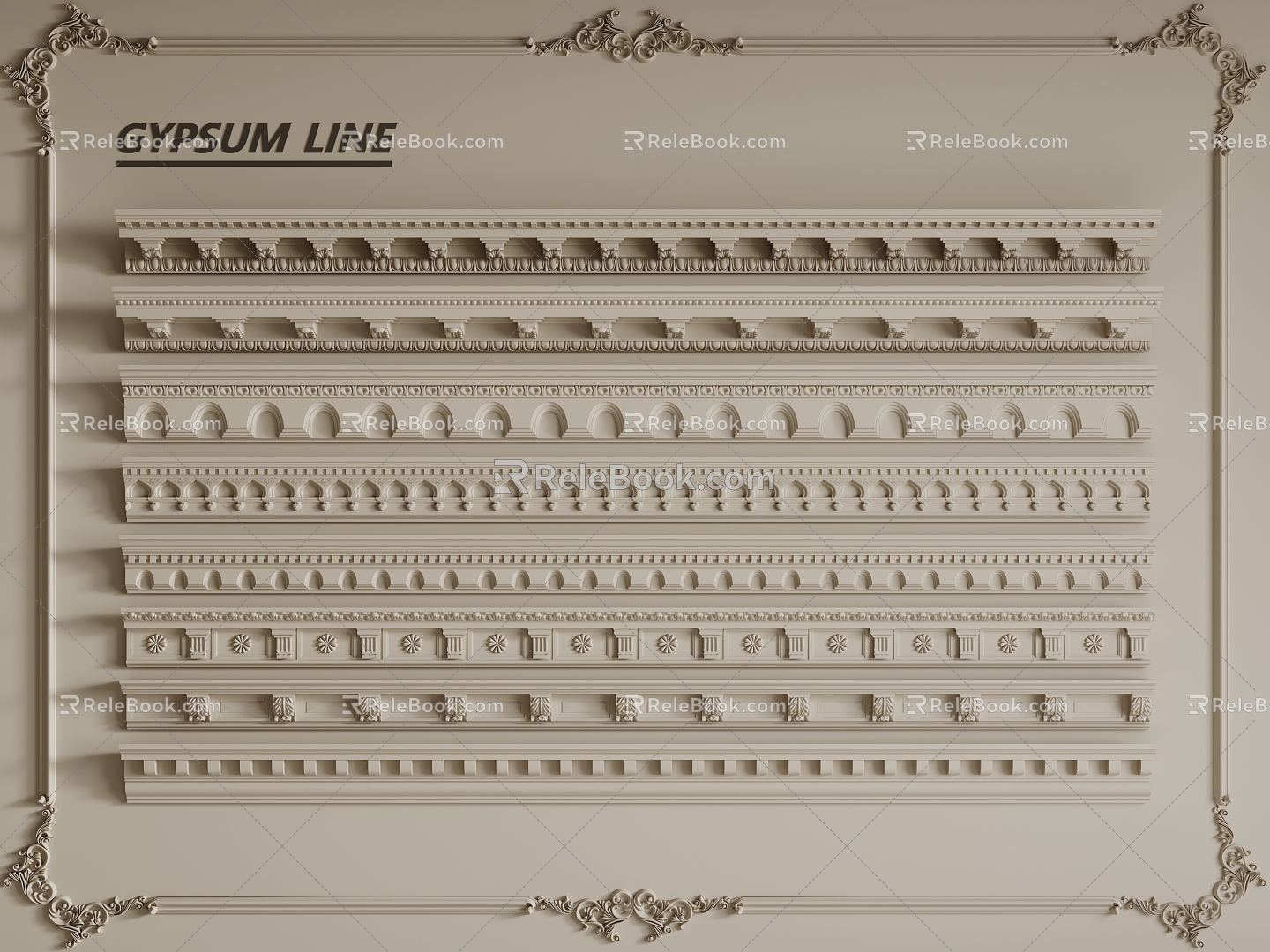 French Line Gypsum Line Corner Line 3d model