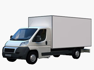 White Commercial Box Truck With Large Cargo Container For Delivery Transportation 3d model