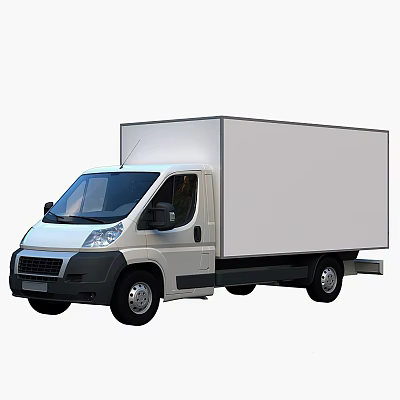White Commercial Box Truck With Large Cargo Container For Delivery Transportation 3d model