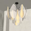 Modern Petal Shaped Frosted Glass Chandelier With Warm Yellow Light In Indoor Living Space
