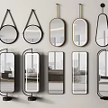 Decorative Mirrors with Various Shapes Metal Frames Wall Mounted and Floor Standing 3d model