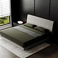 Modern Double Bed Fabric Double Bed Suspension Double Bed Spherical Table Lamp Texture Carpet 3d model