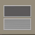 Two White Air Conditioner Vents Mounted On Beige Wall With Modern Grille Design