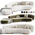 Irregular Shaped Sofa Modern Design With Round Pillows Ottoman And Multiple Colors