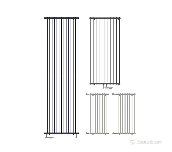 Modern Black and Silver Vertical and Horizontal Panel Radiators with Slim Design 3d model 
