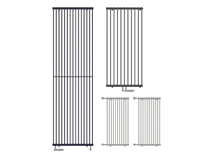 Modern Black and Silver Vertical and Horizontal Panel Radiators with Slim Design 3d model