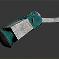 Teal Mechanical Device Components With Horn Shaped Top Colorful Stripes And Square Base