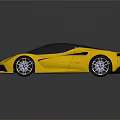 Yellow Sports Car With Sleek Design Black Roof And Large Wheels On Reflective Surface