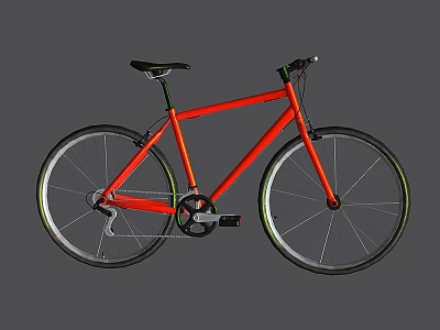 Stylish Red Frame Bicycle With Black Saddle Silver Spokes And Green Accents 3d model