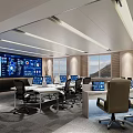 Modern monitoring room monitoring command center 3d model