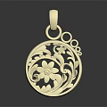 Gold Ornate Pendant With Floral Design And Decorative Circular Shape