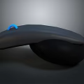 Ergonomic Computer Mouse With Dark Gray Design Curved Shape And Blue Light Indicator 3d model