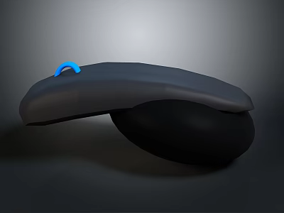 Ergonomic Computer Mouse With Dark Gray Design Curved Shape And Blue Light Indicator 3d model