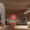 Basement Home Gym Space With Fitness Equipment And Art Decor