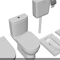 Various Toilet Types Featuring Sitting Squatting Models And Water Tanks