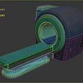 Turquoise Gray Medical Scanner with Circular Aperture and Movable Examination Table