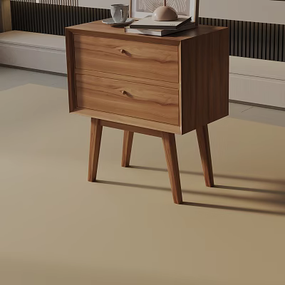 Wooden Side Table With Drawer And Slim Legs For Modern Living Room 3d model