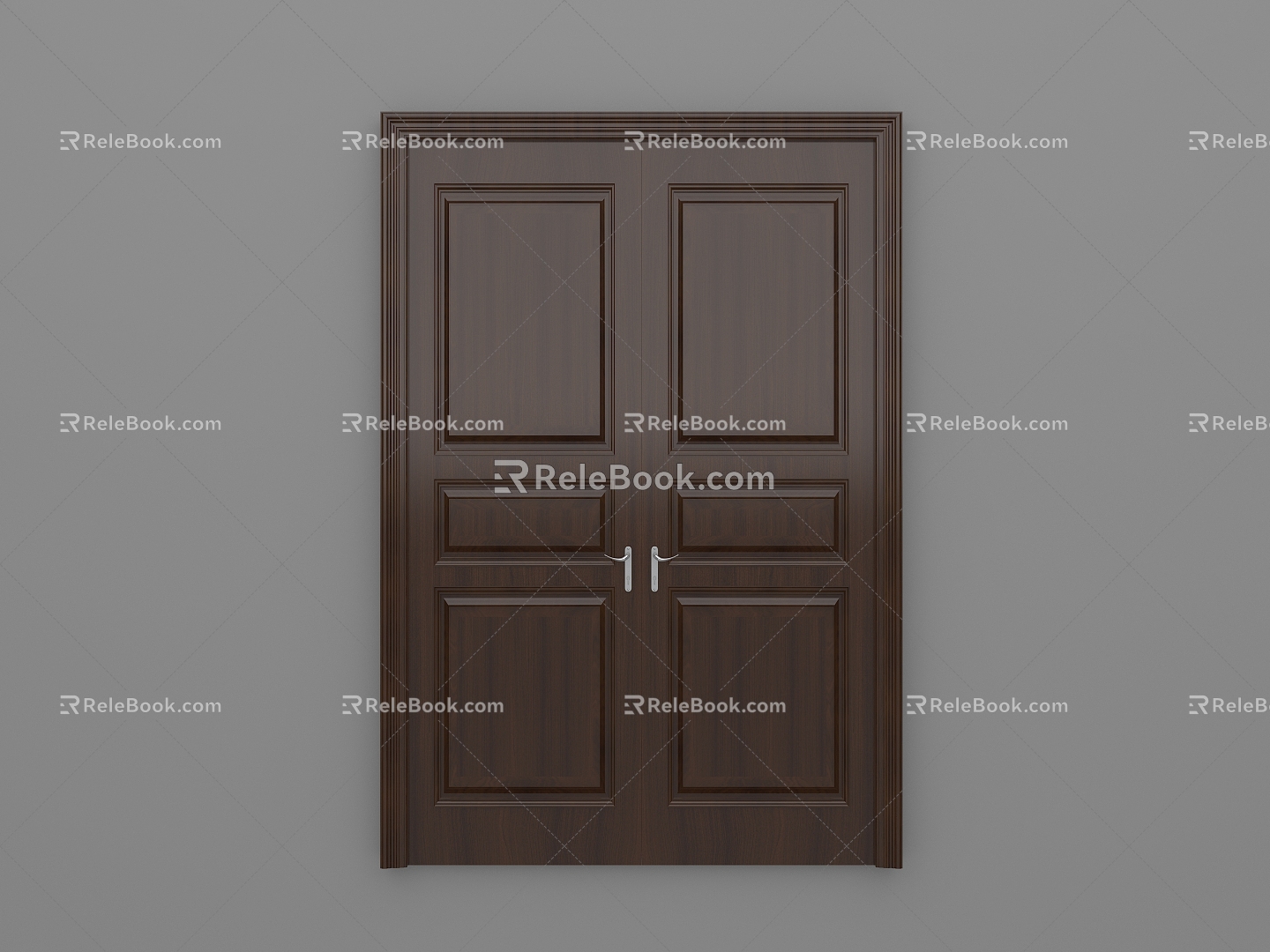 Simple Bedroom Double-door Simple European Office Flat-open Wooden Door Meeting Room Double-open Wooden Door 3d model