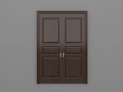 Simple Bedroom Double-door Simple European Office Flat-open Wooden Door Meeting Room Double-open Wooden Door 3d model