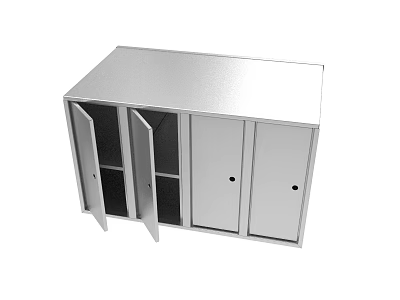 Sturdy Industrial Metal Equipment Storage Cabinet With Open Doors And Internal Shelves 3d model